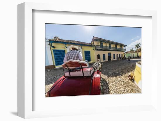A horse-drawn cart known locally as a coche in Plaza Mayor, Trinidad, UNESCO World Heritage Site, C-Michael Nolan-Framed Photographic Print