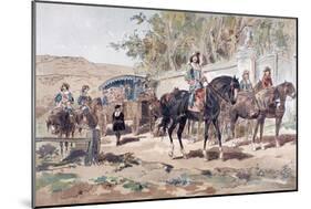 A Horse Drawn Public Diligence, or Coach, of the 17th Century with Mounted Escort, 1886-Armand Jean Heins-Mounted Giclee Print