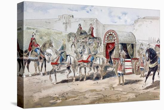 A Horse-Drawn Royal Coach of the 9th Century, 1886-Armand Jean Heins-Stretched Canvas