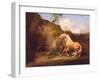 A Horse Frightened by a Lion, c.1790-5-George Stubbs-Framed Giclee Print