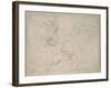 A Horseman Charging and Other Studies (Pen and Brown Ink with and over Black Chalk on Off-White Pap-Michelangelo Buonarroti-Framed Giclee Print