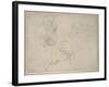 A Horseman Charging and Other Studies (Pen and Brown Ink with and over Black Chalk on Off-White Pap-Michelangelo Buonarroti-Framed Giclee Print