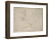 A Horseman Charging and Other Studies (Pen and Brown Ink with and over Black Chalk on Off-White Pap-Michelangelo Buonarroti-Framed Giclee Print