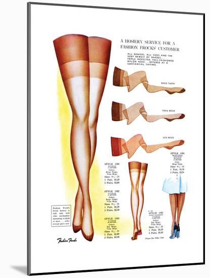 A Hosiery Service for Fashion Frocks' Customer-Fashion Frocks-Mounted Art Print