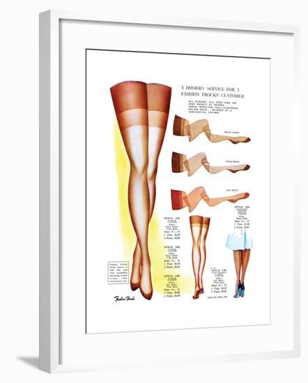 A Hosiery Service for Fashion Frocks' Customer-Fashion Frocks-Framed Art Print