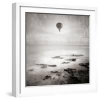 A Hot Air Balloon Floating Above the Sea-Trigger Image-Framed Photographic Print