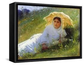 A Hot Day (On the Grass. Midda), 1883-Ivan Kramskoy-Framed Stretched Canvas