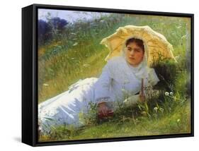 A Hot Day (On the Grass. Midda), 1883-Ivan Kramskoy-Framed Stretched Canvas