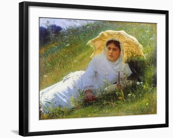 A Hot Day (On the Grass. Midda), 1883-Ivan Kramskoy-Framed Giclee Print