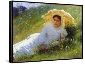 A Hot Day (On the Grass. Midda), 1883-Ivan Kramskoy-Framed Stretched Canvas