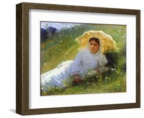 A Hot Day (On the Grass. Midda), 1883-Ivan Kramskoy-Framed Giclee Print