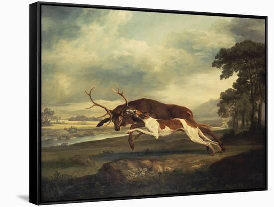 A Hound Attacking a Stag, 1769-Herri Met De Bles-Framed Stretched Canvas