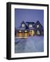 A House in a Snow Covered Landscape Lit Up at Night-null-Framed Photographic Print