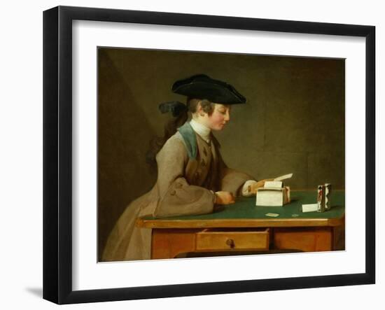 A house of cards,1736-37 Canvas,60,3 x 71,8 cm.-Jean-Baptiste-Simeon Chardin-Framed Giclee Print