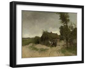 A House with Barn on a Dirt Road on the Moor-Anton Mauve-Framed Art Print