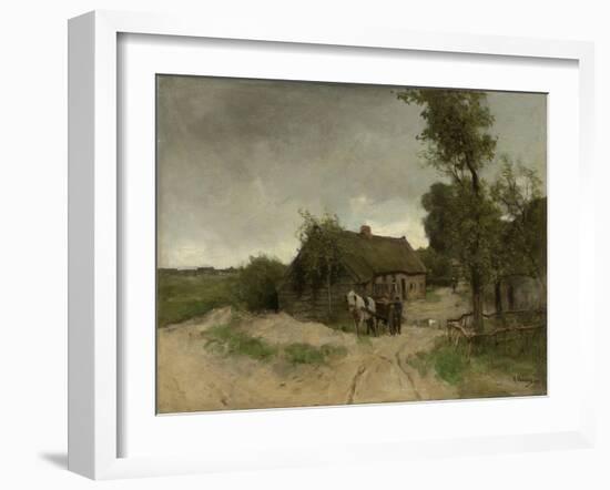 A House with Barn on a Dirt Road on the Moor-Anton Mauve-Framed Art Print