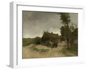 A House with Barn on a Dirt Road on the Moor-Anton Mauve-Framed Art Print