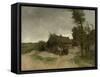 A House with Barn on a Dirt Road on the Moor-Anton Mauve-Framed Stretched Canvas