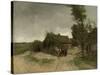 A House with Barn on a Dirt Road on the Moor-Anton Mauve-Stretched Canvas