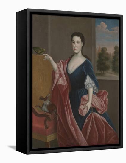 A Hudson Valley Lady with Dog and Parrot, C.1720-30-null-Framed Stretched Canvas