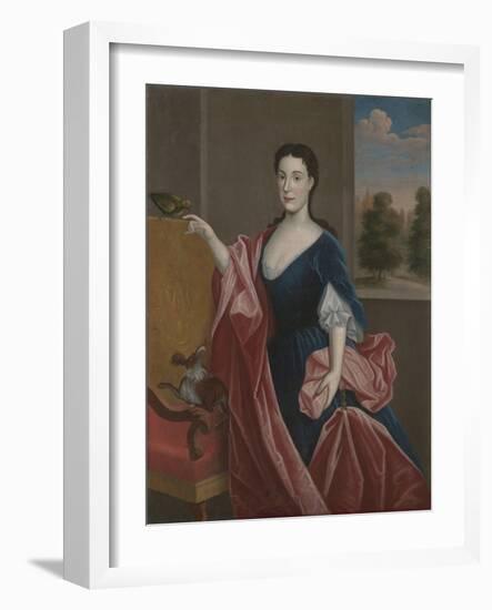 A Hudson Valley Lady with Dog and Parrot, C.1720-30-null-Framed Giclee Print