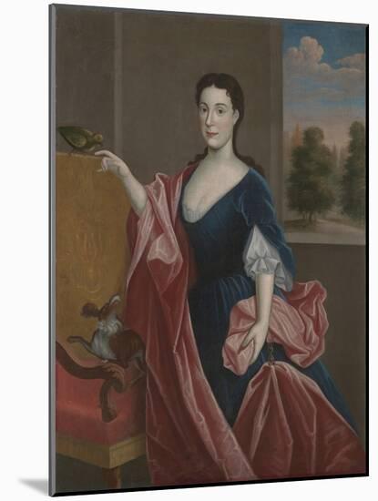 A Hudson Valley Lady with Dog and Parrot, C.1720-30-null-Mounted Giclee Print