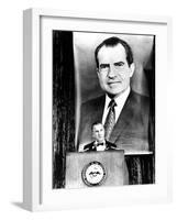 A Huge Portrait of President Nixon Dominates the Scene-null-Framed Photo