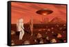 A Human Astronaut Making Contact with a Reptoid Alien on the Surface of Mars-null-Framed Stretched Canvas