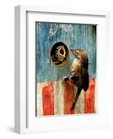 A Hungry Baby Wren Opens Wide for a Snack Wiggling-null-Framed Photographic Print