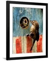 A Hungry Baby Wren Opens Wide for a Snack Wiggling-null-Framed Photographic Print