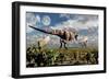 A Hungry Tyrannosaurus Rex Chasing a Small Group of Parasaurolophus-Stocktrek Images-Framed Art Print