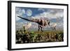 A Hungry Tyrannosaurus Rex Chasing a Small Group of Parasaurolophus-Stocktrek Images-Framed Art Print