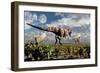 A Hungry Tyrannosaurus Rex Chasing a Small Group of Parasaurolophus-Stocktrek Images-Framed Premium Giclee Print