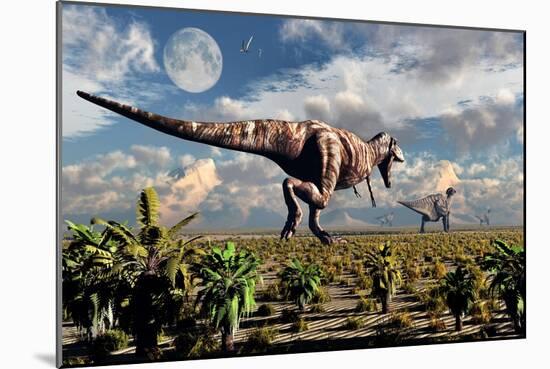 A Hungry Tyrannosaurus Rex Chasing a Small Group of Parasaurolophus-Stocktrek Images-Mounted Premium Giclee Print