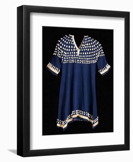 A Hunkpapa Sioux Girl's Dress of Blue Wool Cloth Trimed with Cowrie-null-Framed Giclee Print