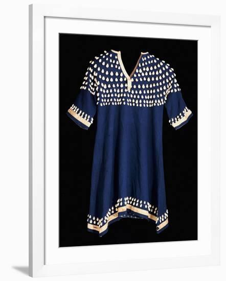 A Hunkpapa Sioux Girl's Dress of Blue Wool Cloth Trimed with Cowrie-null-Framed Giclee Print