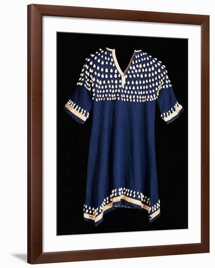 A Hunkpapa Sioux Girl's Dress of Blue Wool Cloth Trimed with Cowrie-null-Framed Giclee Print