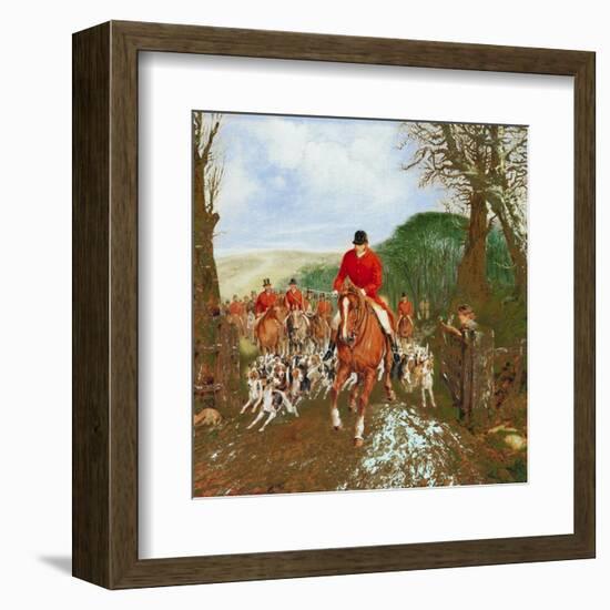 A Hunt Going Through A Gate-Henry Alken Jr.-Framed Art Print