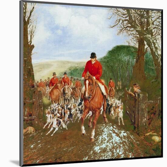 A Hunt Going Through A Gate-Henry Alken Jr.-Mounted Art Print