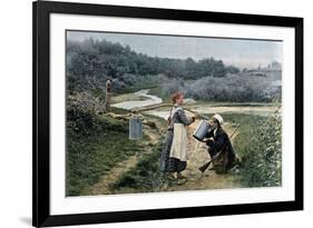 A Hunter Takes a Drink from a Young Woman, Russia, C1890-Gillot-Framed Giclee Print