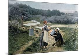 A Hunter Takes a Drink from a Young Woman, Russia, C1890-Gillot-Mounted Giclee Print