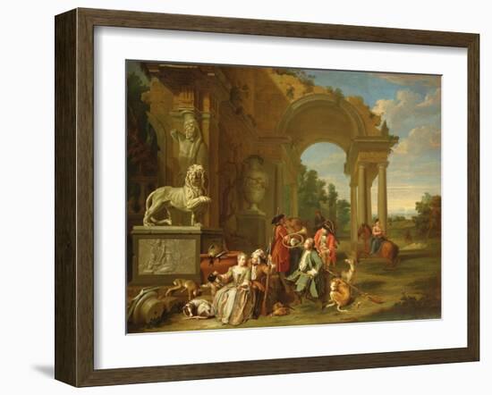 A Hunting Party in Classical Ruins-Peter Jacob Horemans-Framed Giclee Print