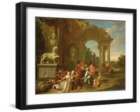 A Hunting Party in Classical Ruins-Peter Jacob Horemans-Framed Giclee Print