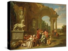 A Hunting Party in Classical Ruins-Peter Jacob Horemans-Stretched Canvas