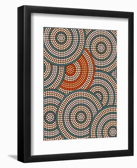 A Illustration Based On Aboriginal Style Of Dot Painting Depicting Circle Background-deboracilli-Framed Art Print