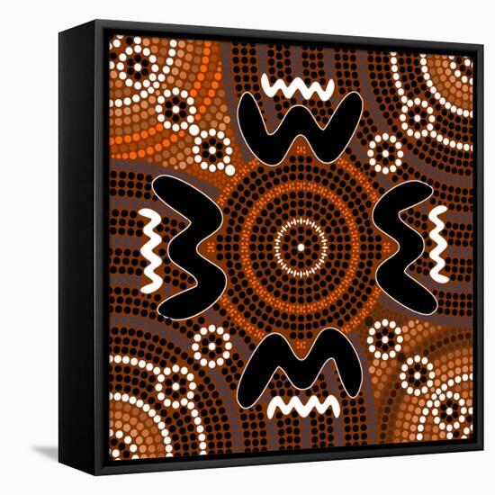 A Illustration Based On Aboriginal Style Of Dot Painting Depicting Difference-deboracilli-Framed Stretched Canvas