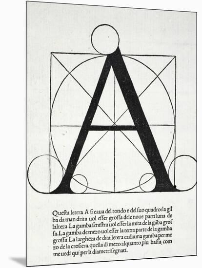 A, Illustration from 'Divina Proportione' by Luca Pacioli (C.1445-1517)-Leonardo da Vinci-Mounted Giclee Print