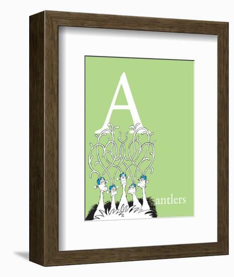 A is for Antlers (green)-Theodor (Dr. Seuss) Geisel-Framed Art Print