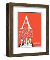 A is for Antlers (red)-Theodor (Dr. Seuss) Geisel-Framed Art Print