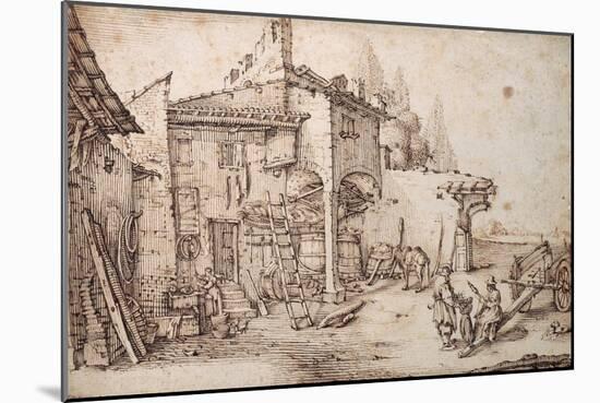 A Italian Farmyard-Jacques Callot-Mounted Giclee Print